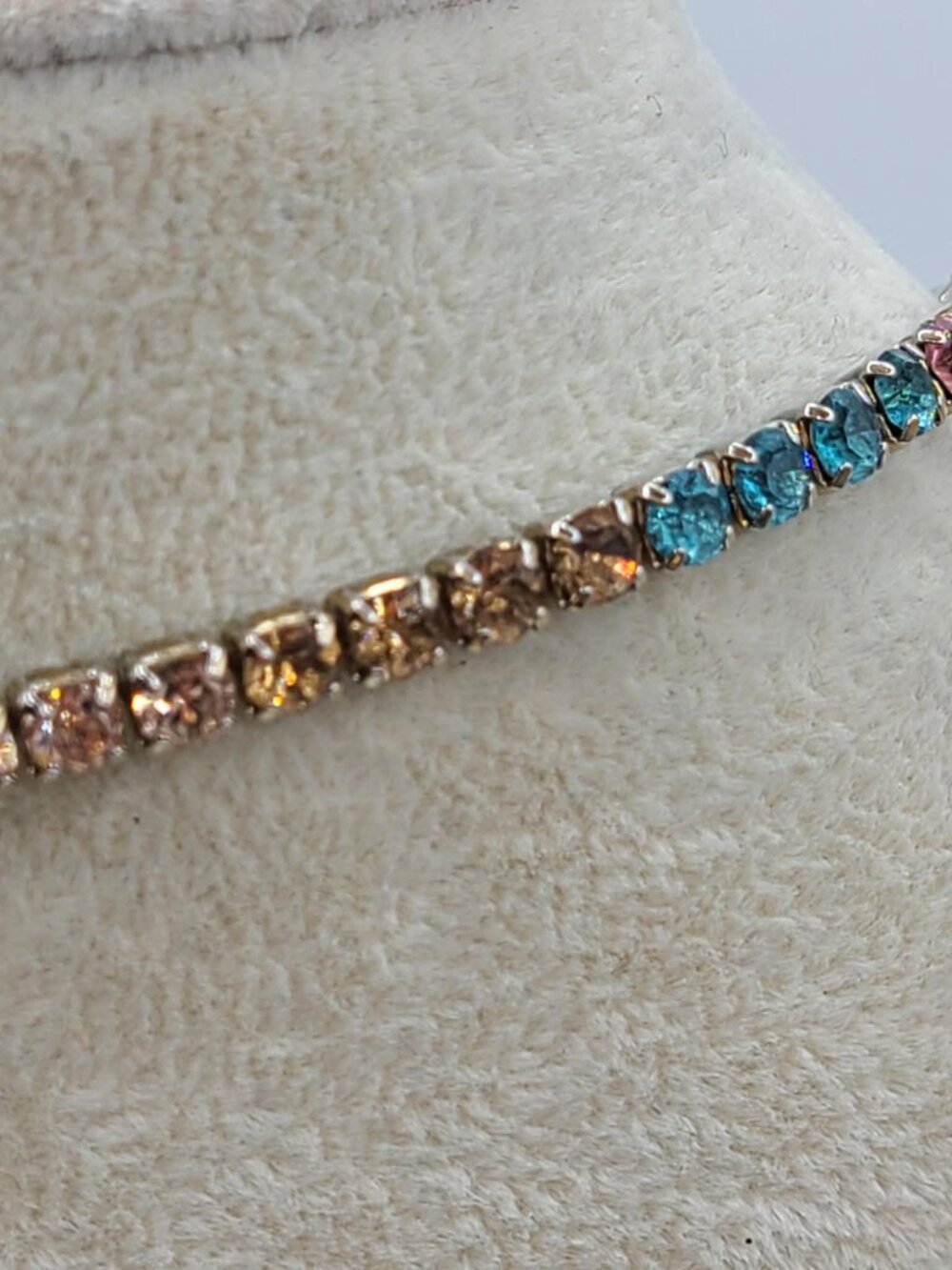 J Crew Girls Rainbow Crystal Tennis Necklace - Picture 7 of 13